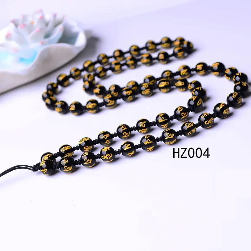 

Drop Ship 8mm Diameter Obsidian Beads NECKLACE Golden Hand Woven Beads Necklace For Necklace Making