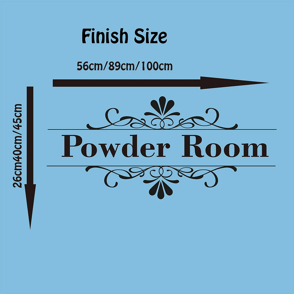 Powder Room Sign Wall Decal Girl Room Make Up Room Powder Room Quote Saying Wall Sticker Vinyl Home Decor Art Mural (1)