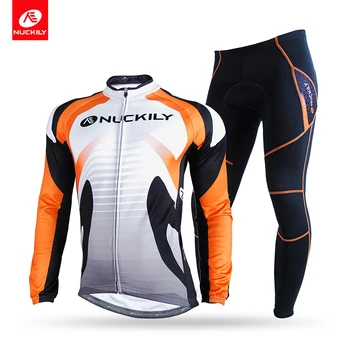 

NUCKILY Winter Thermal Bike Apparel Fleece Lightweight Bicycle Jersey with Foam Pad Tight Set NJ528-WNS900-W