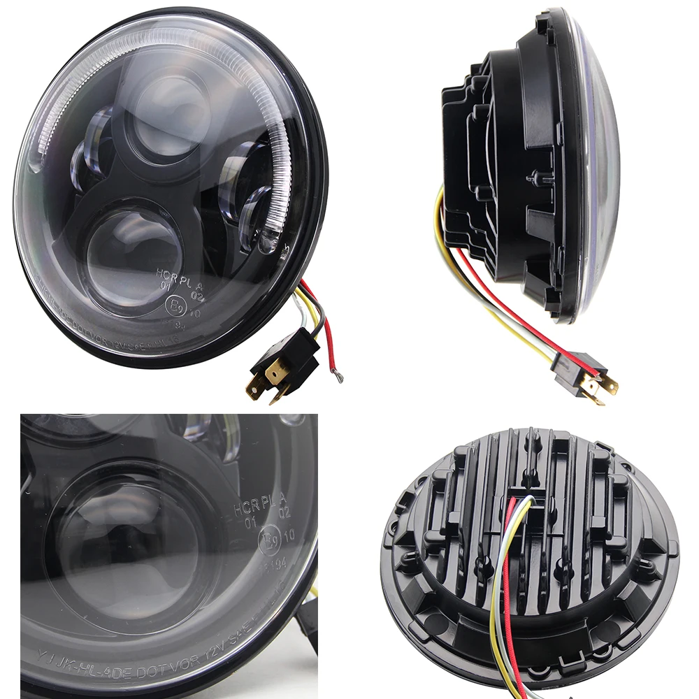  CO LIGHT 7 Inch Running Lights 55W H4 Drl White Angel Eyes Car Led Lights for Niva Jeep Wrangler Hu - 32866082554