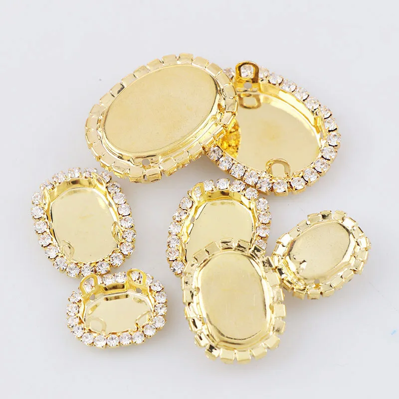 

10x14/13x18/18x25mm Oval Shape Sew On Empty Claw Crystal Buckle Cabochon Base Cameo Setting DIY Jewelry Clothes Charm