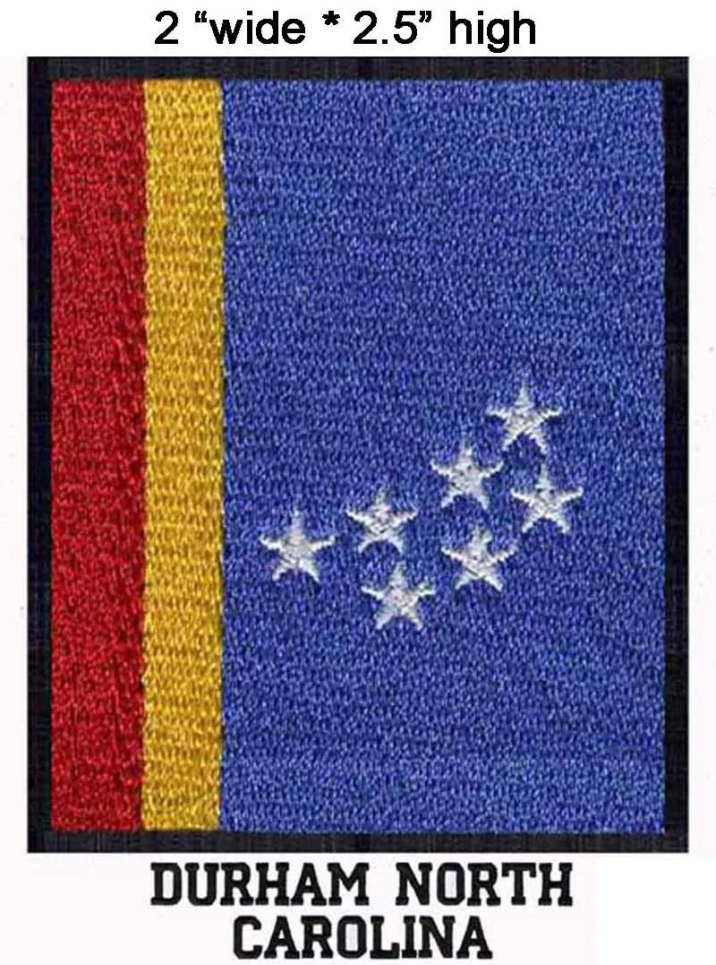 

Durham, North Carolina embroidery patch 2.0" wide shipping/two stripes/seven stars/logo