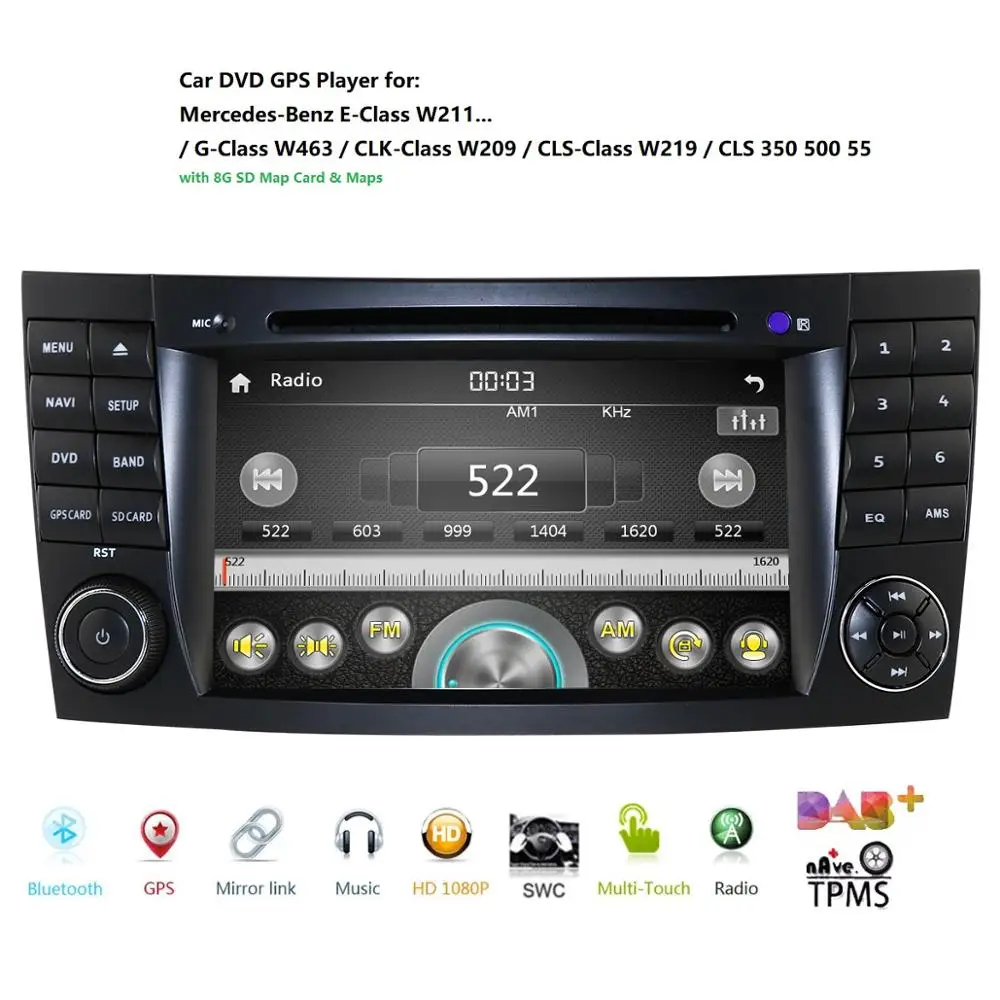 

Car Multimedia Player Two Din DVD Automotivo For Mercedes/Benz/E-Class/W211/E200/E300 GPS Radio FMAM USB DVR RDS DTV Canbus moto