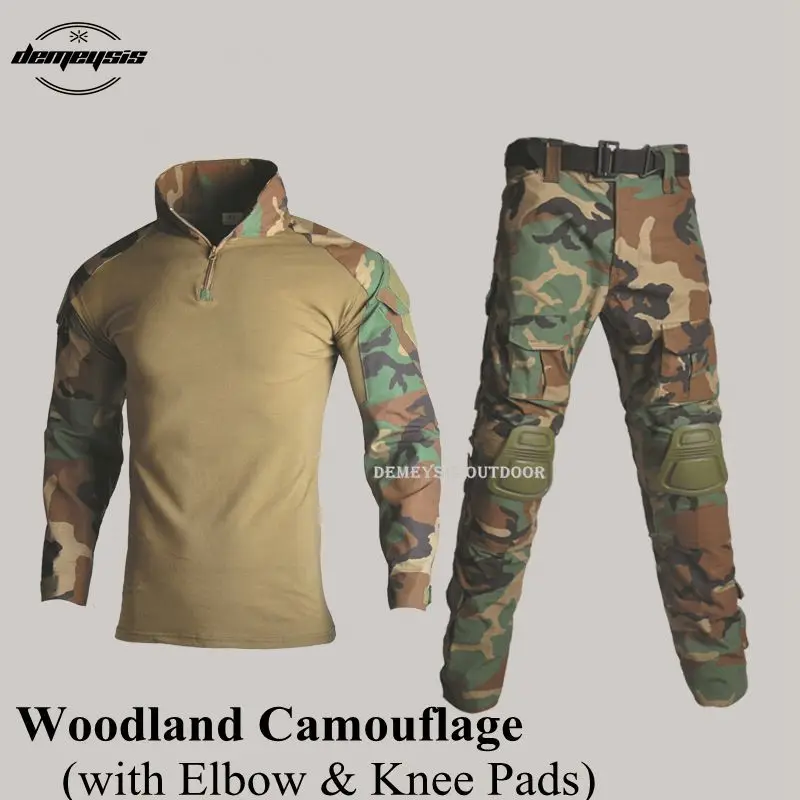 Спортивные костюмы для боевых тренировок, Тактическая Военная форма для охоты, стрельбы, пейнтбола, костюм CS Wargame, рубашка+ штаны - Цвет: woodland camouflage