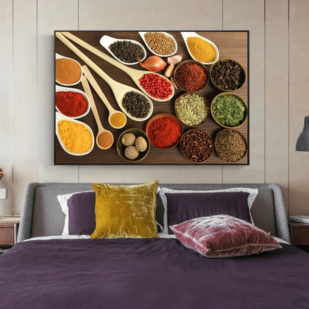 Kitchen Condiment Wall Art Canvas Paintings Realist Kitchen Theme Pop