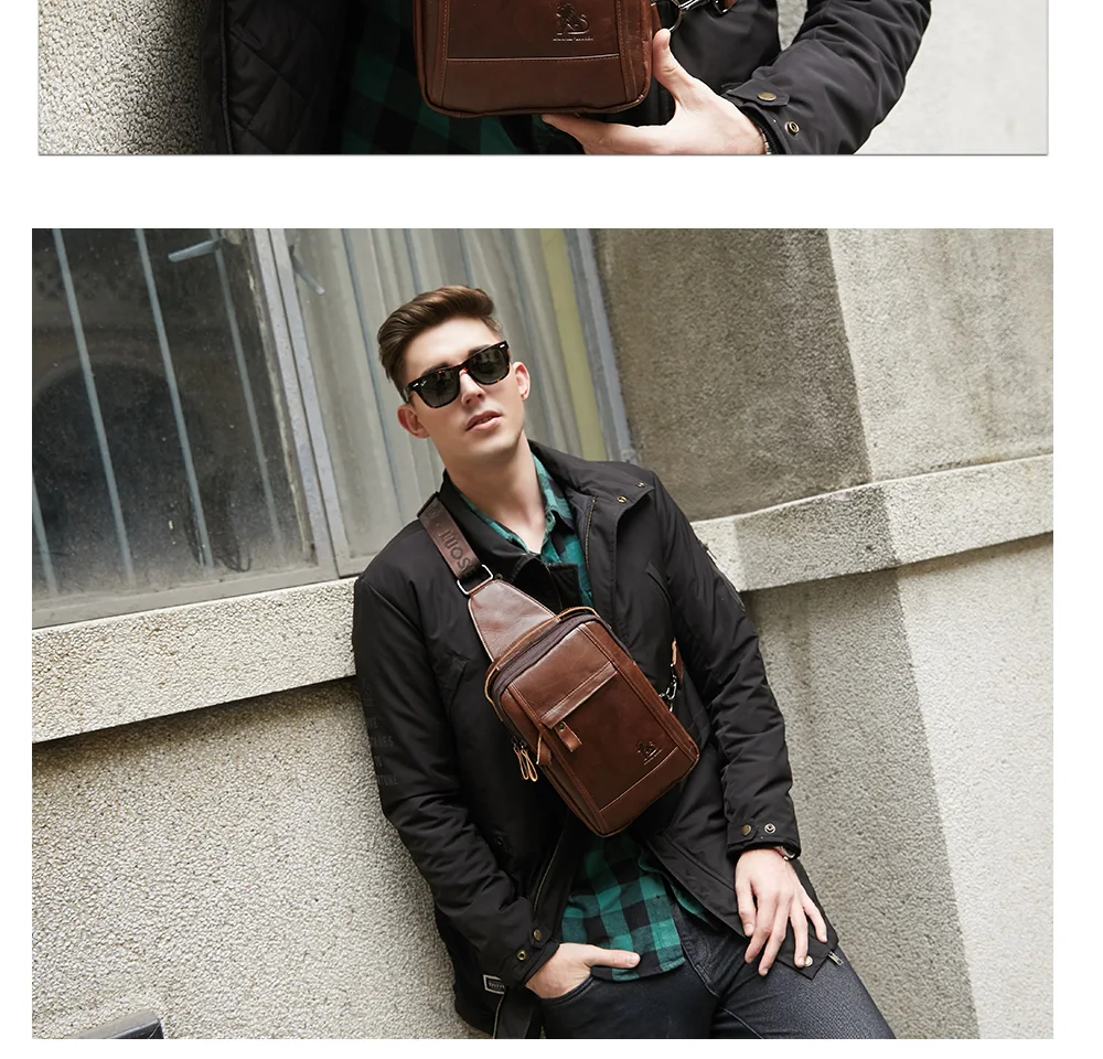 Genuíno dos homens Homens Saco Crossbody Pacote