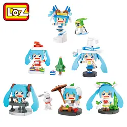 LoZ блоки для костюма vacaloid Hatsune Miku, строительные блоки Snow Miku Hello кирпичи для девочек Рисунок Строительные блоки Набор игрушек 1413-1418