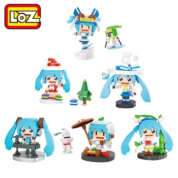

LOZ Blocks Vocaloid Hatsune Miku Building Blocks Snow Miku Christmas Hello Girl Bricks Figure Building Blocks Set Toys 1413-1418