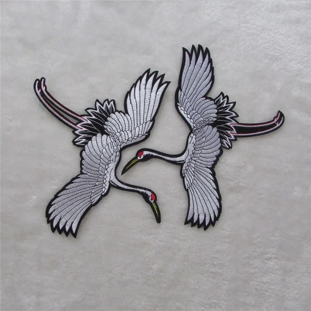 

new high quality red-crane bird pattern hot melt adhesive applique embroidery patch DIY costume patches stripes C2298-C5834