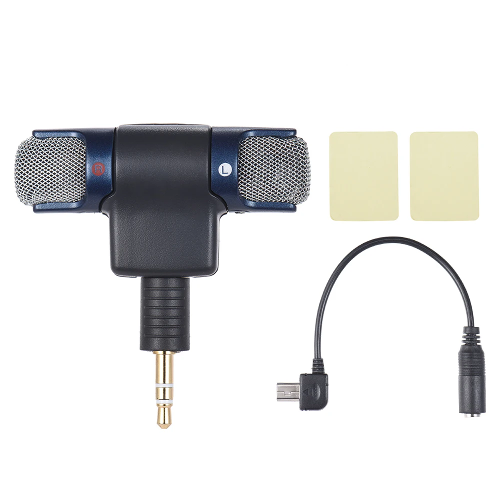 External Stereo Mic Microphone with 3.5mm to Mini USB Micro Adapter
