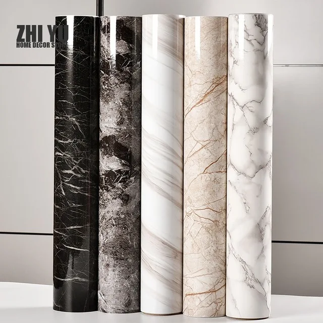 Dropship Marble Stickers Waterproof PVC Self adhesive Wallpaper For Kitchen Cupboard Countertop Table Wall Stickers Home Decor