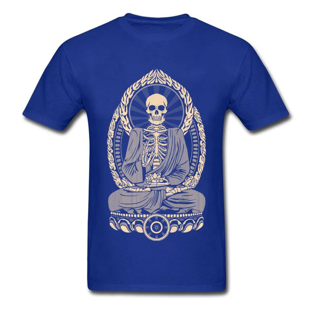 Short Sleeve Tops Shirt Round Neck Cotton Student Top T-shirts Starving Buddha Skeleton Aged Geek Tee-Shirts Family Starving Buddha Skeleton Aged blue