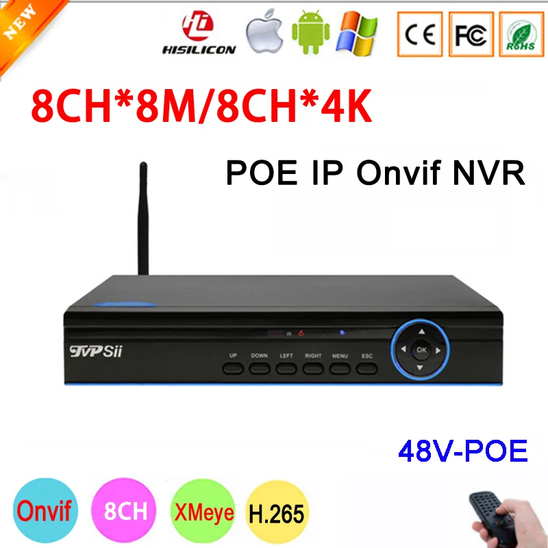 

8mp/5mp/4mp/3mp/2mp/1mp IP Camera Blue Panel Hi3536C Xmeye 8CH*8M/8CH*4K 8 Channel H.265 48V WIFI POE Onvif NVR Free Shipping