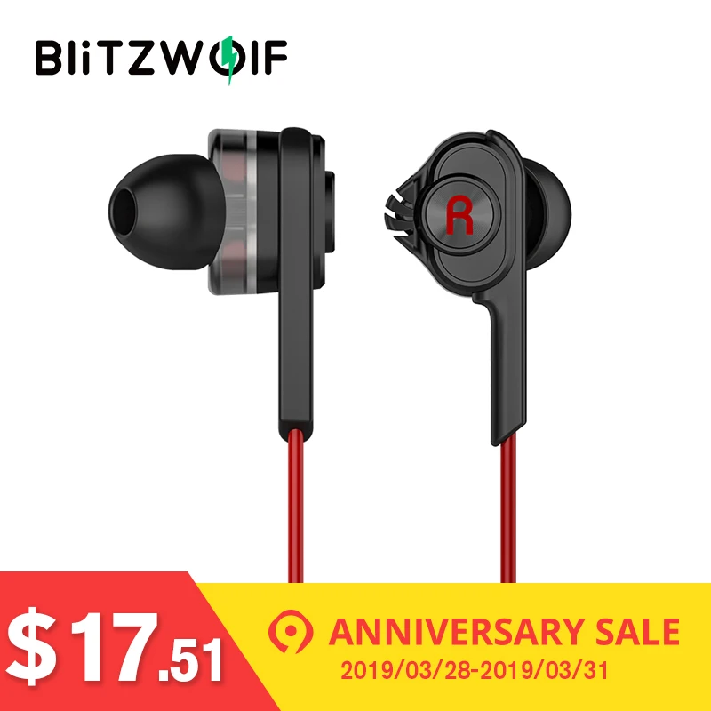 BlitzWolf 3.5mm Wired Earphone With Mic In-ear Earbuds Earphones With Microphone Universal For Samsung For iPhone 6s Smartphone
