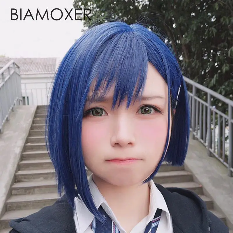 Biamoxer Новое поступление дорогой в Франции 015 Ichigo Короткие Голубые парики для