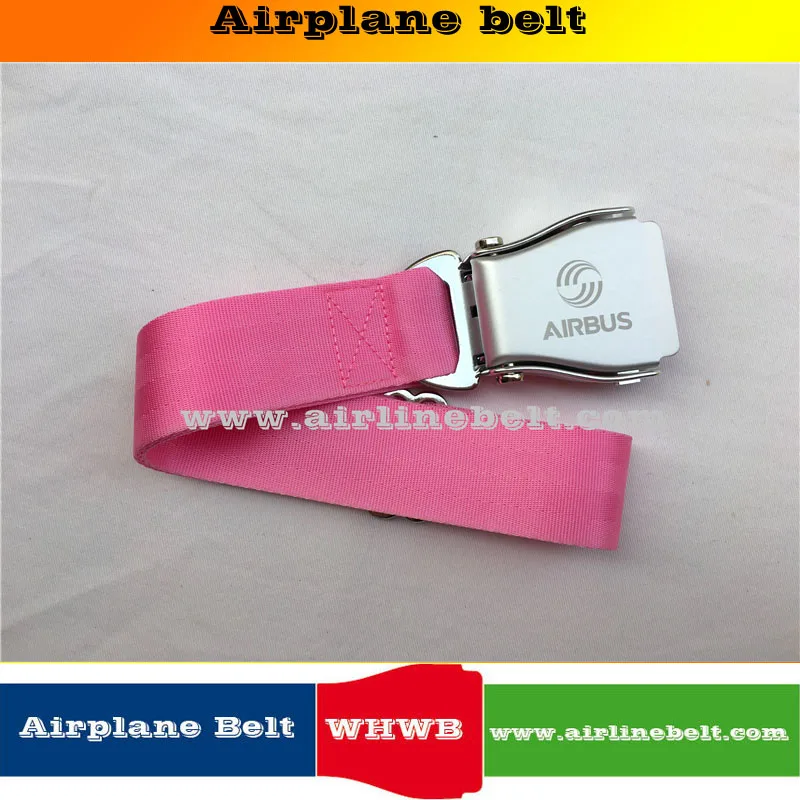 38mm width AIRBUS airplane seat belt buckle nylon belt men's jeans belt with Packing box - Название цвета: Розовый