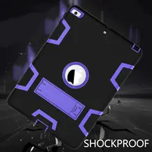 For iPad 9.7 New 2017 Case Cover Armor Shockproof Heavy Duty Silicon PC Stand For iPad 9.7″inch A1822 3 Tablet Protective Covers