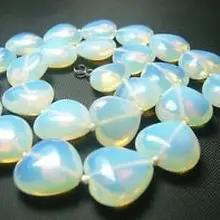 18 мм опал сердце форма цепочки и ожерелья 1" Белый Серебряный Кристалл для женщин