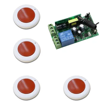 

AC 85-250V 1CH 10A Wireless Relay Remote Control Switch Remote Power Switch System 110V 220V Receiver + 4 X Transmitter