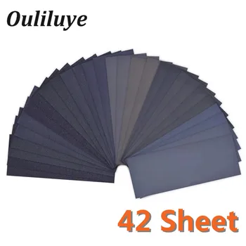 

42 Sheets 120 to 3000 Grit Sandpaper Waterproof Sand Paper Wet/Dry Grinding Polish Granularity Metal Wood Emery Abrasive Tool