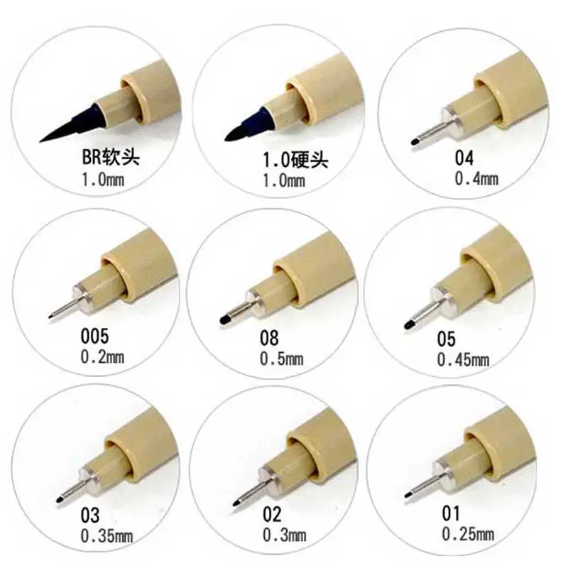 1 шт. пигмент лайнер Pigma Micron чернила маркер для белой доски 0,05 0,1 0,2 0,3 0,4 0,5 0,6 0,8 различных наконечников, черная ручка эскизов ручки