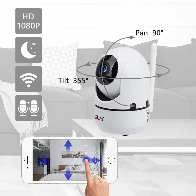 ELAF мини экран Full HD IP камера беспроводной охранных видеонаблюдения видеоняни и