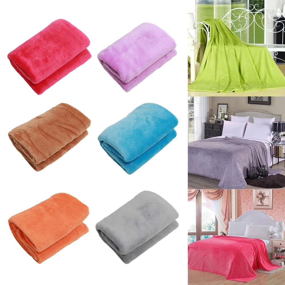 

1 PCS Super Soft Warm Solid Warm Micro Plush Fleece Blanket Throw Rug Sofa Bedding 2017