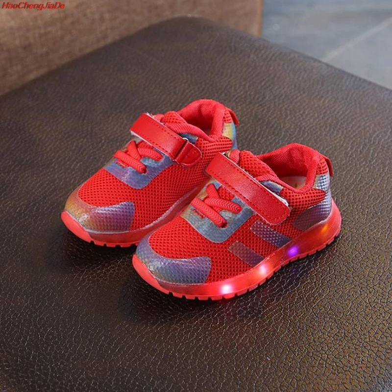 

HaoChengJiaDe New Led luminous Shoes For Boys girls Fashion Light Up Casual kids Glowing Brand Children Mesh sneakers School
