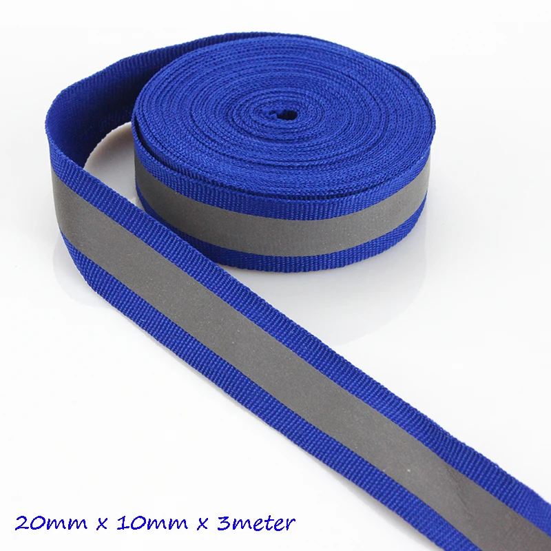(3 meters/lot) Royalblue Reflective Fabric Strip Edging Braid Tape
