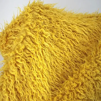 

Yellow Mongolian Curly Sheep Faux Fur Fabric Faux Vest Fur Coat Baby Photography Props Sold By The Yard Free Shipping