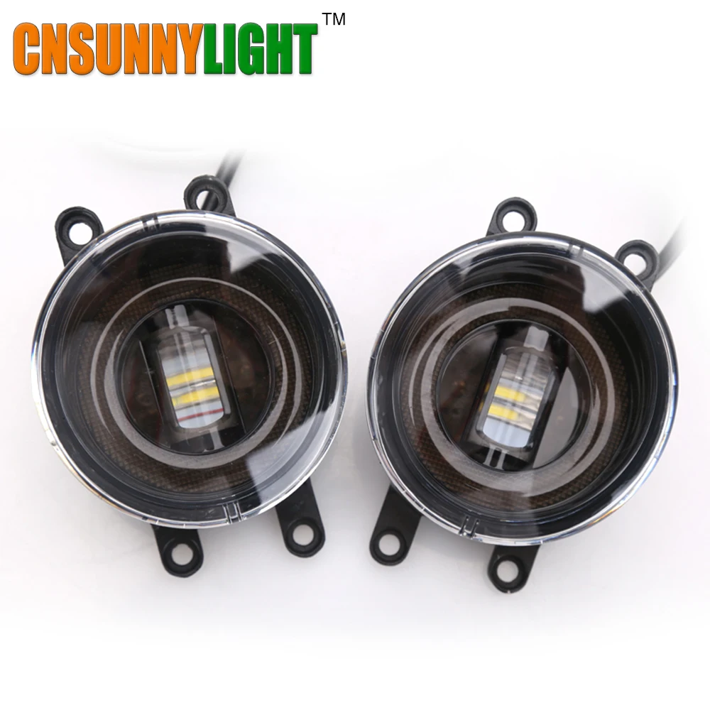 

CNSUNNYLIGHT Led Car Front Fog Lamps DRL Turn Signal w/ Angel Eyes Special Vision Replace for Automobiles Toyota Fog Lamps