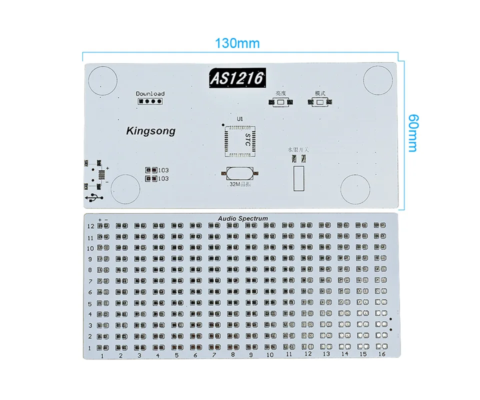Aiyima AS1216 Singlechip светодиодный анализатор музыкального спектра дисплей Кристалл аудио индикатор уровня для усилителя Diy наборы с Чехол