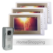 ENVÍO LIBRE Con Conexión de Cable 7 “TFT Color Video de La Puerta Sistema de Intercomunicación teléfono Con 1 Cámara A Prueba de agua + 3 Monitores de Oro EN STOCK