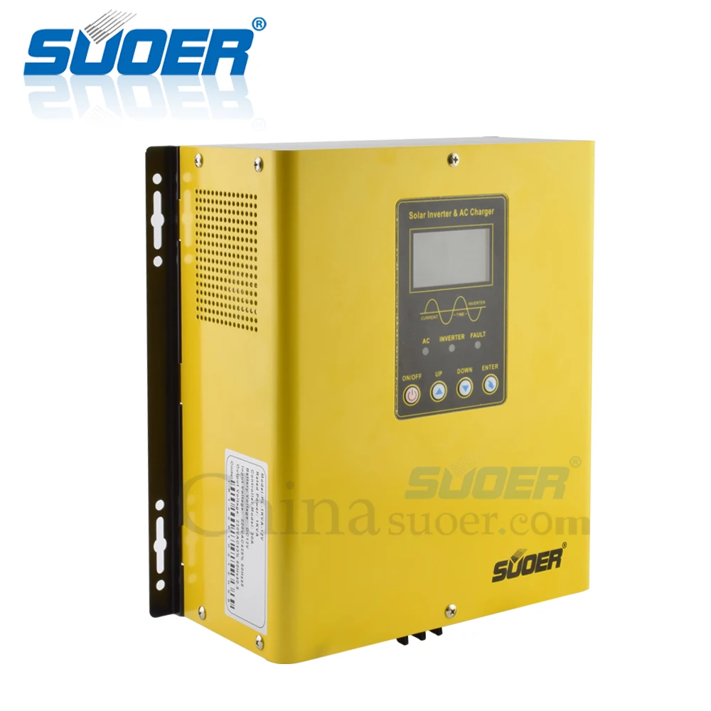 Suoer【Hybrid Inverter】 низкая частота 12 В постоянного тока до 220 В переменного тока 1000 Вт Чистая синусоида 30A ШИМ контроллер с AC зарядное устройство 20A(PL-1KVA