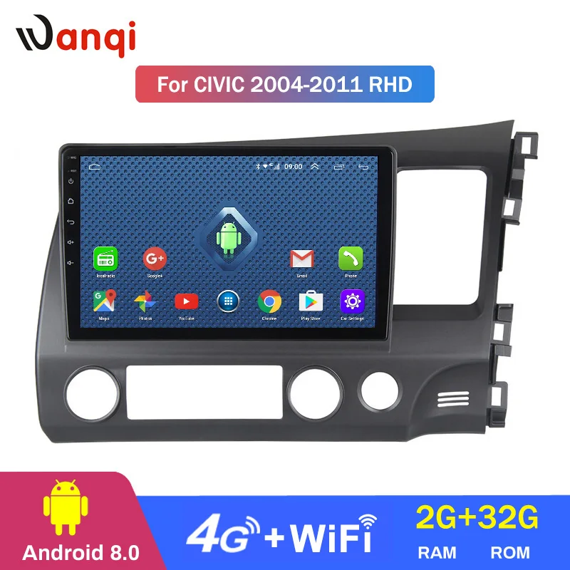 Excellent 4G Lte All Netcom Android 8.0 Car dvd player Central multimedia for RHD Honda Civic 2004-2011 Stereo GPS Navigation 2
