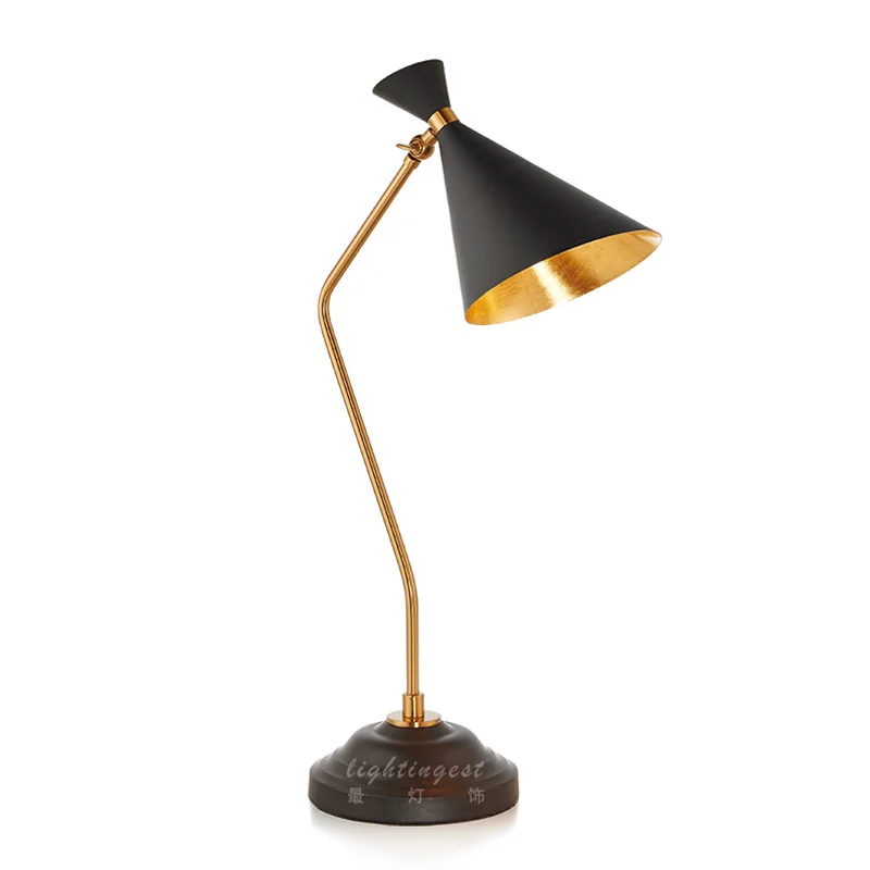 

modern Simple American desk lamp for study living room bedroom bedside table light gloden loft reading energy-saving lamp table