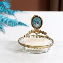 Винтажный латунный стеклянный мыльница для душа, дорожный держатель для походов, поднос, держатель для хранения, европейский стиль, аксессуары для ванной комнаты 13