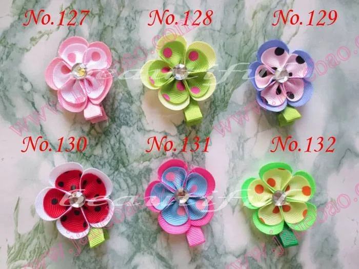 

free shipping 100pcs Latest Vogue Style 2" Grosgrain Flower Clip double