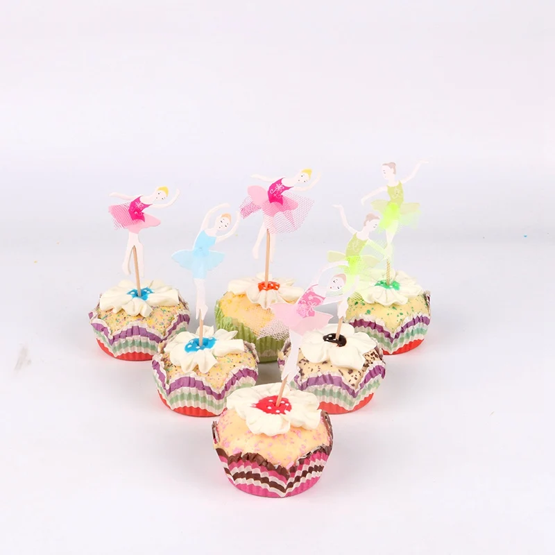 

8pcs/lot Ballet dancer Cupcake Toppers Picks Birthday Party Decoration Kids Shower Boy Favors Cake Decorating
