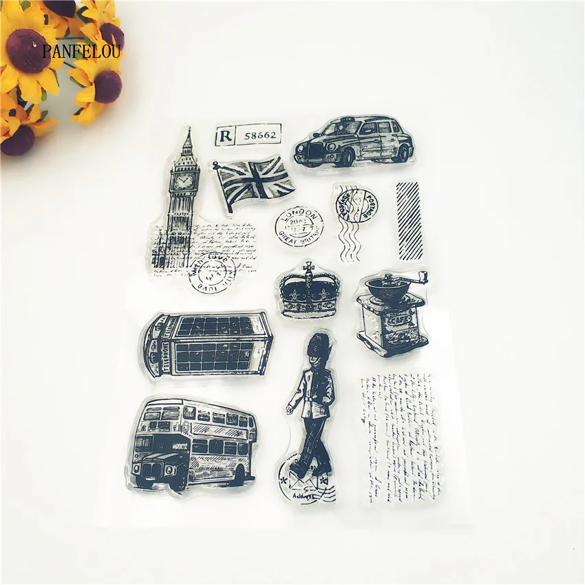 

PANFELOU The scenery of London Transparent Silicone Rubber Clear Stamps cartoon for Scrapbooking/DIY Christmas wedding album