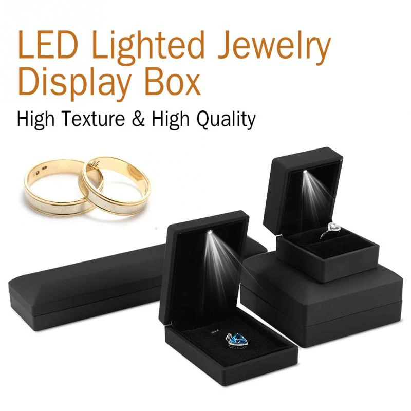 

LED Lighted Jewelry Box Ring/Pendant/Bracelet/Necklace Jewelry Display Case Gift Storage Box 4Types Wedding Engagement Ring