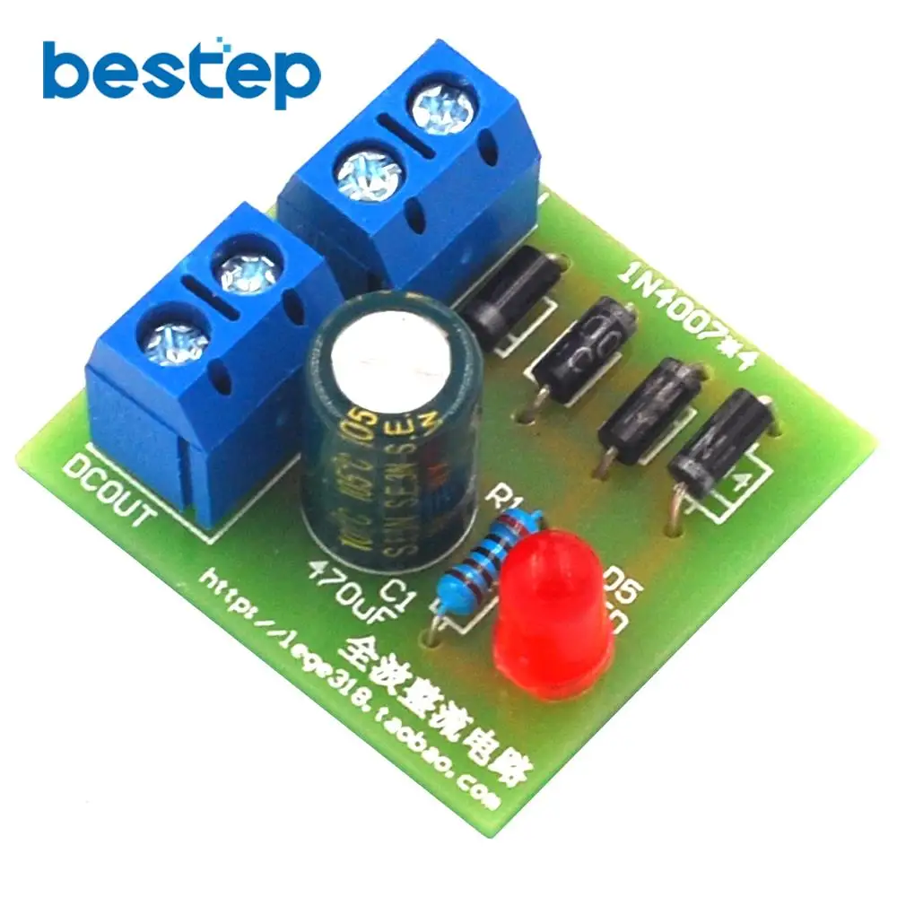 DIY AC DC Converter  Bridge rectifier B2U, E1U, smoothing capacitor and  practical example 