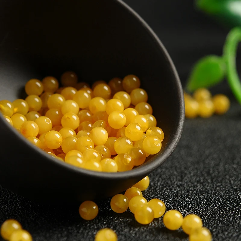 

2019 New Arrivals Natural jade A cargo beads round beads 6mm-14mm genuine ice oil agate Yellow beads jewelry 60 piece