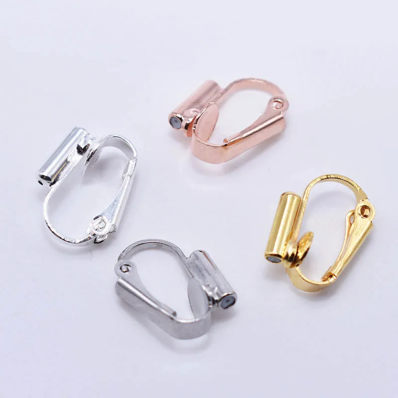 10pcs Silver Plated Brass Clip-On Earring Findings Earwire Non-Pierced 17x13.5mm