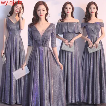 

BSHS-120#Grey Pink sequins lace up evening dresses long Graduation Quinceanera Party prom dress cheap wholesale women clothing