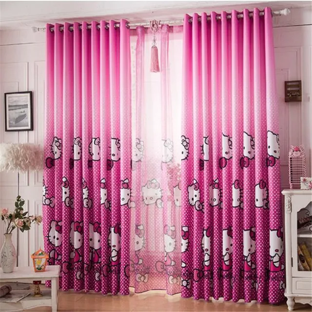 rushed new home curtains for free shipping hello kitty cartoon