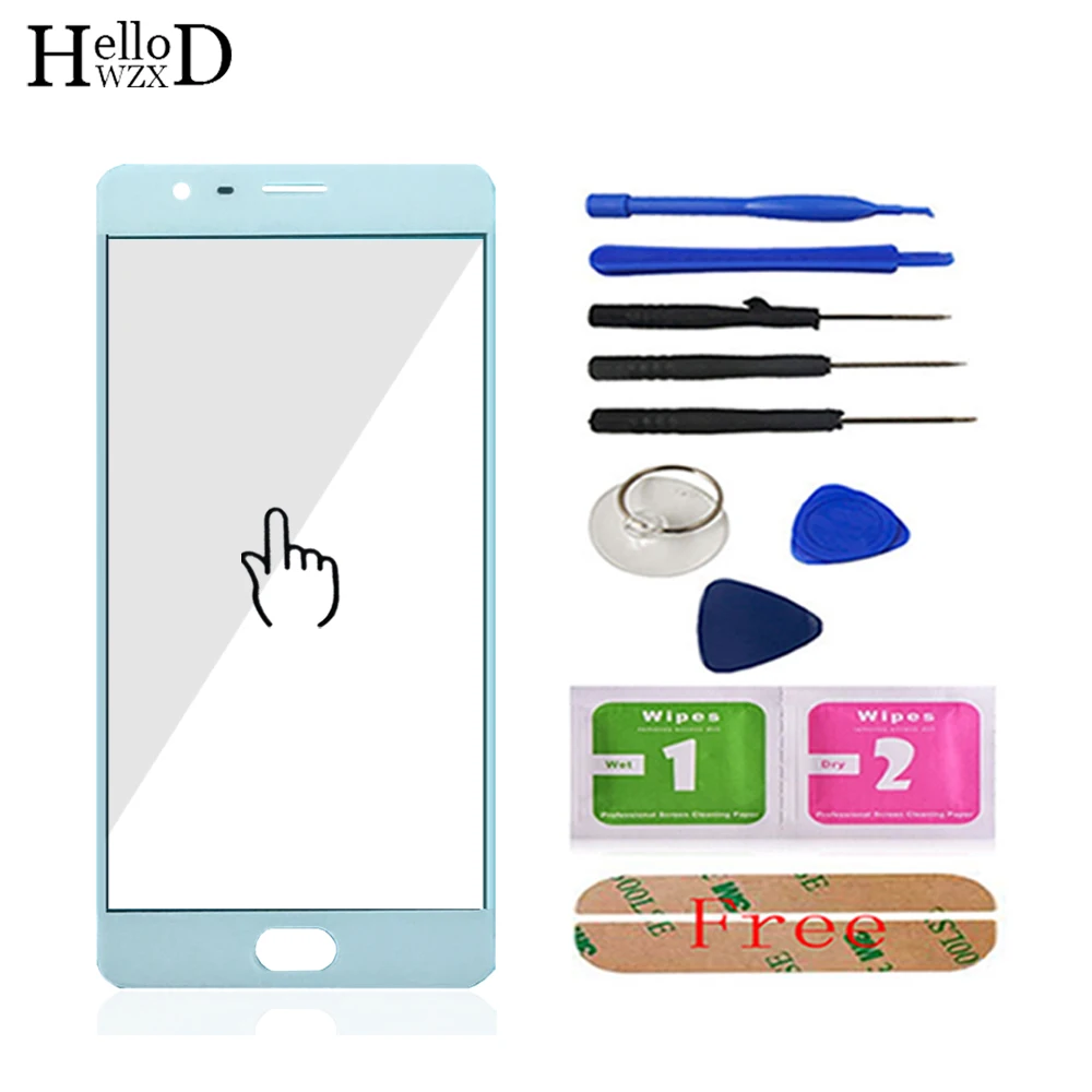 White With Tools HelloWZXD 5,0 ''Переднее стекло для OnePlus One Plus 3 Three 1+ 3 переднее Сенсорное стекло(без сенсорного экрана) Инструменты клей - Цвет: White With Tools
