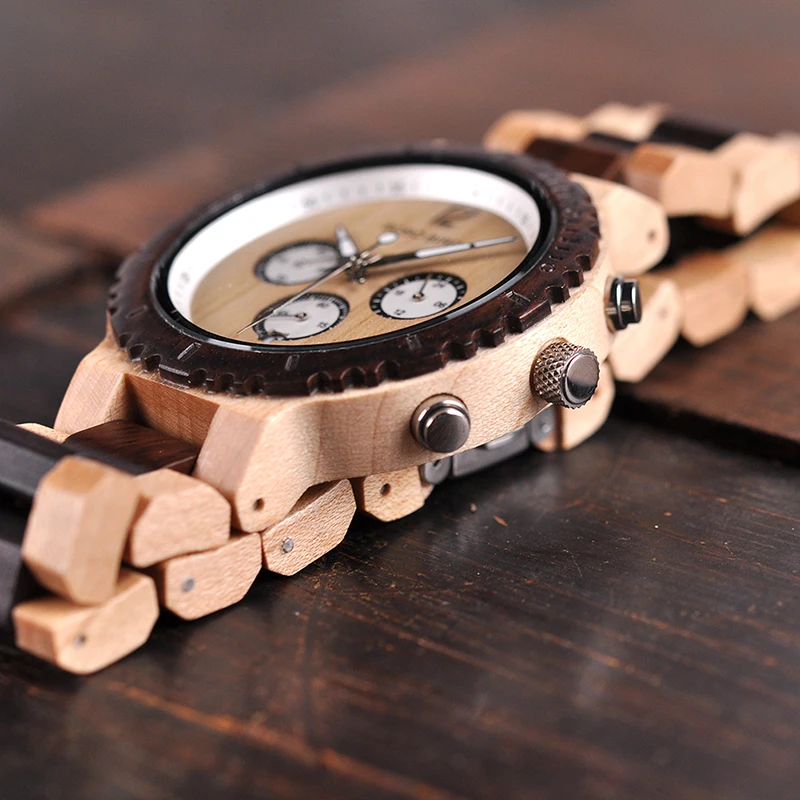 BOBO BIRD Wooden Watch Men Relogio Masculino Luxury Stylish Timepieces Chronograph Military Quartz Watches Great Gift for Men
