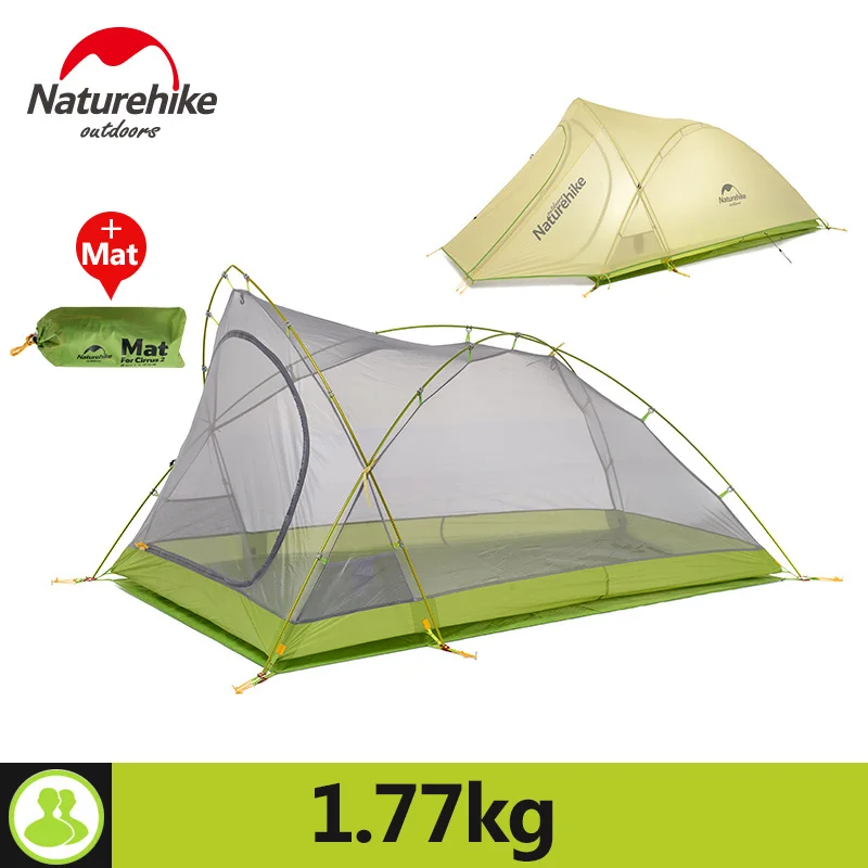 

Naturehike Tent Camping 2 Person Rainproof 20D Silicone Double Layer Hiking Beach Picnic Holiday Outdoor 2 Colors Camp Tent