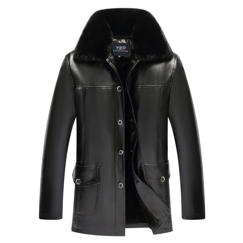 Fur collar leather jacket men Suede PU Velvet thicken warm Motorcycle clothing mens leather coats 2018 Winter